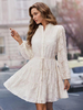 Robe brodée florale bleu marine foncé boutons ceinturés robes courtes décontractées