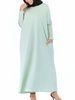 Robe caftan arabe vêtements vert musulman manches longues poches robe