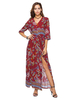 Robe Champêtre 2021 Séduisante Robe Bohémienne En Coton Mélangé Impression Manches 3/4 Fendue Bohémienne Été De Plage