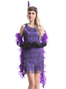 Robe Charleston 2022 Années 1920 Flapper Costume Gatsby Vintage pourpre robe fringe pour femmes Déguisements Halloween