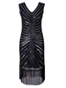 Robe Charleston Great Gatsby Robe Flapper années 1920 robe noire pailletée Vintage Costume femmes Robe d