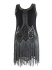 Robe Charleston Robe Année 20 Gatsby Robe Flapper noire avec paillettes Déguisements Halloween
