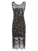 Robe Charleston Robe Année 20 Robe de Soirée Great Gatsby Robe Flapper Rétro Costume Sequin Glands Robes Toussaint Pour Femmes Déguisements Halloween