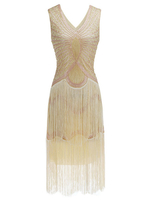Robe Charleston Robe Année 20 Robe de Soirée Robe À Clapet Great Gatsby Années 1920 Rétro Costume Franges Femmes Paillette Robes Toussaint Déguisements Halloween