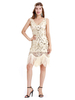 Robe Charleston Robe Année 20 Robe de Soirée Robe Flappe Abricot Col V 1920s Great Gatsby Robe Satin Frange Femmes Vintage Costume Déguisements Halloween