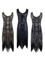 Robe charleston robe vintage 1920s Costume Gatsby Robes Paillettes Fleurs Déguisements Halloween