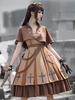 Robe classique Lolita JSK Style militaire 2 pièces ensemble abricot profond sans manches Polyester manteau pull jupe Lolita tenues