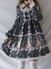 Robe classique Lolita OP Robe en dentelle à imprimé dentelle Noir Lolita Déguisements Halloween