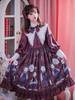 Robe classique Lolita OP Robe en dentelle imprimée bordeaux à volants et bordeaux Déguisements Halloween