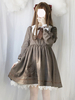 Robe classique Lolita OP Robe en dentelle une pièce lolita plissée brune Déguisements Halloween