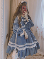 Robe classique Lolita OP Robe en une seule pièce Lolita plissée à volants Déguisements Halloween