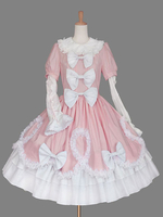 Robe classique Lolita OP volants roses Robes One Liece Lolita Déguisements Halloween