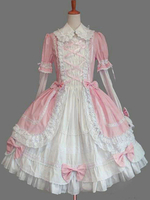 Robe classique Lolita OP volants roses Robes One Liece Lolita Déguisements Halloween