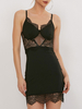 Robe Club Noir Bretelles Col En Dentelle Sans Manches Polyester Robe Dos Nu Sexy