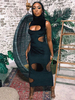 Robe Club Noir Col Haut Sexy Découpe Sans Manches Lycra Spandex Asymétrique Sexy Robe Moulante