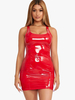 Robe Club Pour Femmes Sexy Sans Manches En Cuir PU Robe Sexy Kaki