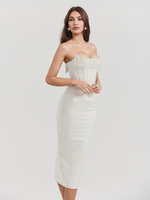 Robe Corset Frange Plissée À Lacets Dos Bal Fête Danniversaire Robes Midi