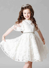 Robe cortège enfant bohème col rond brodé longueur au genoux Robe fille de fleur ivoire
