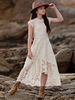 Robe cortège enfant bohème robe fille asymétrique zip sur dos