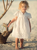 Robe cortège enfant boho Polyester Coton Découpé Décolleté Conçu Manches Courtes Blanc