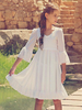 Robe cortège enfant col V demie-manche au genou