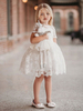 Robe cortège enfant courte col rond manche courte boutonnée sur dos