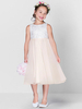 Robe Cortège Enfant Pas Chère en Mousselines à Col Rond avec Bretelles Coupe Cintrée Imprimés Bas Evasée Volants Robe de Princesse Cousu Bicolores