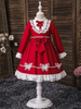 Robe Cortège Enfant Pas Chère Imprimés à Col Rond avec Manches Longues Coupe Cintrée avec Noeud Bas Evasée Robe de Princesse Cousu Bicolores