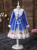 Robe Cortège Enfant Pas Chère Imprimés à Col Rond avec Manches Longues Coupe Cintrée Bas Evasée Robe de Princesse Cousu Multicolores