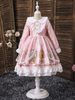 Robe Cortège Enfant Pas Chère Imprimés à Col Rond avec Manches Longues Coupe Cintrée Bas Evasée Robe de Princesse Cousu Multicolores