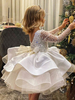 Robe cortège enfant princesse col rond dos en V manche longue à pailleté