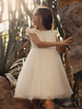 Robe cortège enfant Robe baptême fille col rond sans manche zip sur dos au genou
