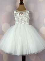 Robe cortège enfant robe céréminie fille col rond noeud sur dos