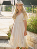 Robe cortège enfant robe cérémonie fille bohème au genou manche courte
