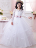 Robe cortège enfant robe cérémonie fille manche longue décoré de noeud au sol
