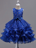 Robe cortège enfant Robe de bal en satin mat avec noeud longueur genou boule col rond sans manches détail zip