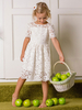 Robe cortège enfant robe de fille de fleur bohème en dentelle col v manche courte