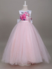 robe cortège enfant rose en tulle col rond imprimé fleurie robe fille de fleur