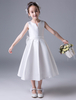 Robe Cortège Fille 2021 Satin Ivoire A Ligne Noeuds Plissé Enfants Longueur Genou Robe de Soirée