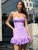 Robe courte à volants décolleté en cœur robe moulante à bretelles pour fête danniversaire pour femmes 2025