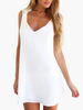 Robe courte en chiffon blanc unicolore avec croix au dos