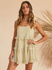 Robe courte en polyester sans manches à imprimé fleuri jaune