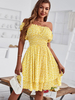 Robe Courte Femme Eté Imprimé Coupe Cintrée Bas Evasée Bicolores