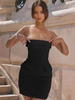 Robe Courte Sexy Femme Moulante Noire Sans Bretelles Robe Crayon Chic