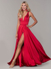 Robe cérémonie femme robe de soirée col V jupe fendue au sol