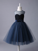 Robe cérémonie fille 2021 Robe de cortège fille en chiffon bleu marine foncé