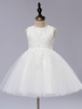 Robe cérémonie fille col rond brodée en tulle robe de fille de fleur