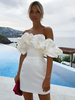 Robe cupcake chic sans bretelles fendue mini robes de fête danniversaire