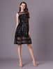 Robe dinvité de mariage Robe de soirée courte en cocktail à sequins noirs Illusion