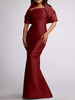 Robe dinvitée de mariage robe de mère de la mariée longue au sol avec perles et cape amovible